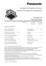 Panasonic FV-17CU8 Installation And Operating Instructions Manual preview