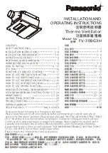 Preview for 1 page of Panasonic FV-30BG3H Installation And Operating Instructions Manual