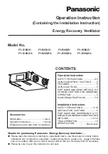 Panasonic FY-E15DZ1 Operation Instruction Manual preview