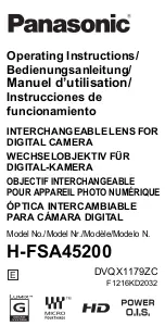 Preview for 1 page of Panasonic H-FSA45200 User Manual