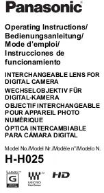 Preview for 1 page of Panasonic H-H025 User Manual