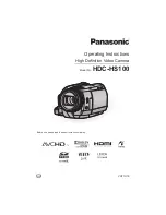 Panasonic HDC HS100 - Flash Memory High Definition Camcorder Operating Instructions Manual preview