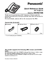 Panasonic HGT100B - KX - VoIP Phone Quick Reference Manual предпросмотр