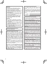 Предварительный просмотр 2 страницы Panasonic IDEHAL WV-SFN311L Important Information Manual