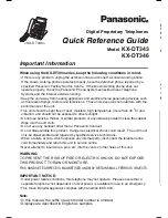 Preview for 2 page of Panasonic KX-DT 343 Series Quick Reference Manual