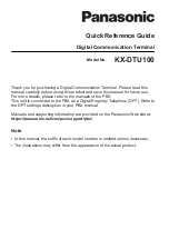 Panasonic KX-DTU100 Quick Reference Manual preview