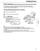 Предварительный просмотр 47 страницы Panasonic KX-FP101 Operating Instructions Manual