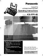 Preview for 1 page of Panasonic KX FP145 - Slim-Design Fax Machine Operating Instructions Manual