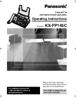 Preview for 1 page of Panasonic KX-FP145C Operating Instructions Manual