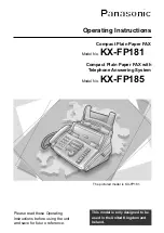 Preview for 1 page of Panasonic KX-FP181 Operating Instructions Manual