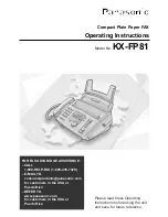 Preview for 1 page of Panasonic KX-FP81 Operating Instructions Manual