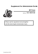 Preview for 1 page of Panasonic KX-HDV430 Supplement Manual