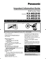 Panasonic KX-MB2000 Important Information Manual preview