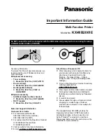 Предварительный просмотр 1 страницы Panasonic KX-MB2061E Important Information Manual