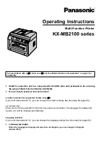 Предварительный просмотр 1 страницы Panasonic KX-MB2100 series Operating Instructions Manual