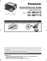 Предварительный просмотр 1 страницы Panasonic KX-MB261E Quick Reference Manual