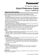 Предварительный просмотр 1 страницы Panasonic KX-NT136 Quick Reference Manual