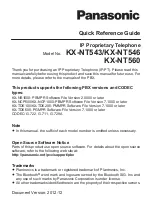 Preview for 1 page of Panasonic KX-NT546 Quick Reference Manual