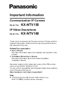 Panasonic KX-NTV150 Important Information Manual preview