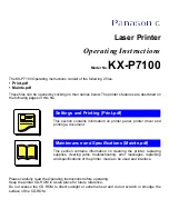 Preview for 1 page of Panasonic KX-P7100 Operating Instructions Manual