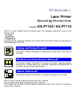 Preview for 1 page of Panasonic KX-P7105 Operating Instructions Manual