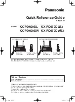 Preview for 1 page of Panasonic KX-PD600DL Quick Reference Manual