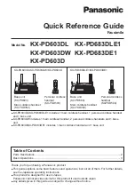 Preview for 1 page of Panasonic KX-PD603DL Quick Reference Manual