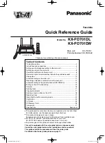 Предварительный просмотр 1 страницы Panasonic KX-PD701DL Quick Reference Manual