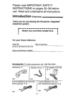 Preview for 2 page of Panasonic KX-T3186 Operating Instructions Manual