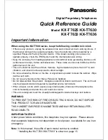 Предварительный просмотр 1 страницы Panasonic KX-T7625CE Quick Reference Manual