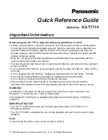 Preview for 1 page of Panasonic KX-T7710 Quick Reference Manual