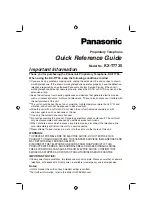 Panasonic KX-T7735 - 3 Line Backlit Display... Quick Reference Manual предпросмотр