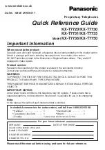 Preview for 1 page of Panasonic KX-T7750 Quick Reference Manual