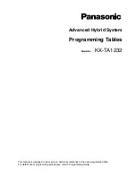 Preview for 1 page of Panasonic KX-TA1232 Programming Tables