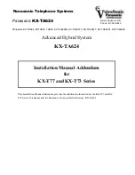 Preview for 1 page of Panasonic KX-TA624 Installation Manual Addendum