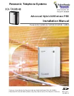 Preview for 1 page of Panasonic KX- TAW848 Installation Manual