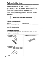 Preview for 2 page of Panasonic KX-TC1450 - Cordless Phone - Operation User Manual