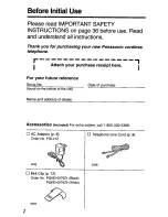 Preview for 2 page of Panasonic KX-TC1451 - Cordless Phone - Operation User Manual