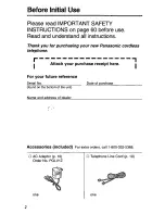 Preview for 2 page of Panasonic KX-TC1520B User Manual