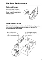 Preview for 3 page of Panasonic KX-TC1701B - 900 MHz Cordless Phone User Manual