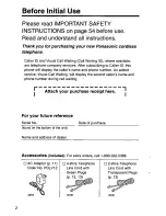 Preview for 2 page of Panasonic KX-TC1721B - Specialized 2 Line 900 MHZ Phone Operating Instructions Manual