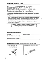 Предварительный просмотр 2 страницы Panasonic KX-TC1740B - 900 MHz Analog Cordless Speakerphone User Manual