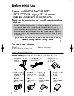 Предварительный просмотр 2 страницы Panasonic KX-TC1851B - 900 MHz DSS Cordless Phone Operating Instructions Manual