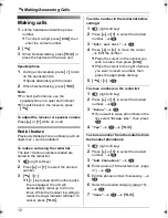 Предварительный просмотр 12 страницы Panasonic KX-TG1861NZ Operating Instructions Manual