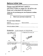 Предварительный просмотр 2 страницы Panasonic KX-TG210-S Operating Instructions Manual