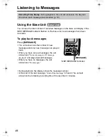 Предварительный просмотр 44 страницы Panasonic KX-TG2343W - 2.4 GHz DSS Cordless Phone Operating Instructions Manual