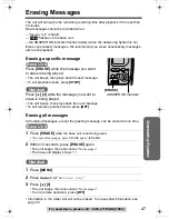 Предварительный просмотр 47 страницы Panasonic KX-TG2343W - 2.4 GHz DSS Cordless Phone Operating Instructions Manual