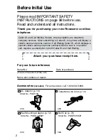 Предварительный просмотр 2 страницы Panasonic KX-TG2670N - 2.4 GHz DSS Cordless Speakerphone Operating Instructions Manual