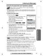 Предварительный просмотр 65 страницы Panasonic KX TG5240 - 5.8 GHz EXPANDABLE CORDLESS PHONE Operating Instructions Manual