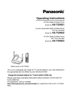 Предварительный просмотр 1 страницы Panasonic KX-TG5621 Operating Instructions Manual